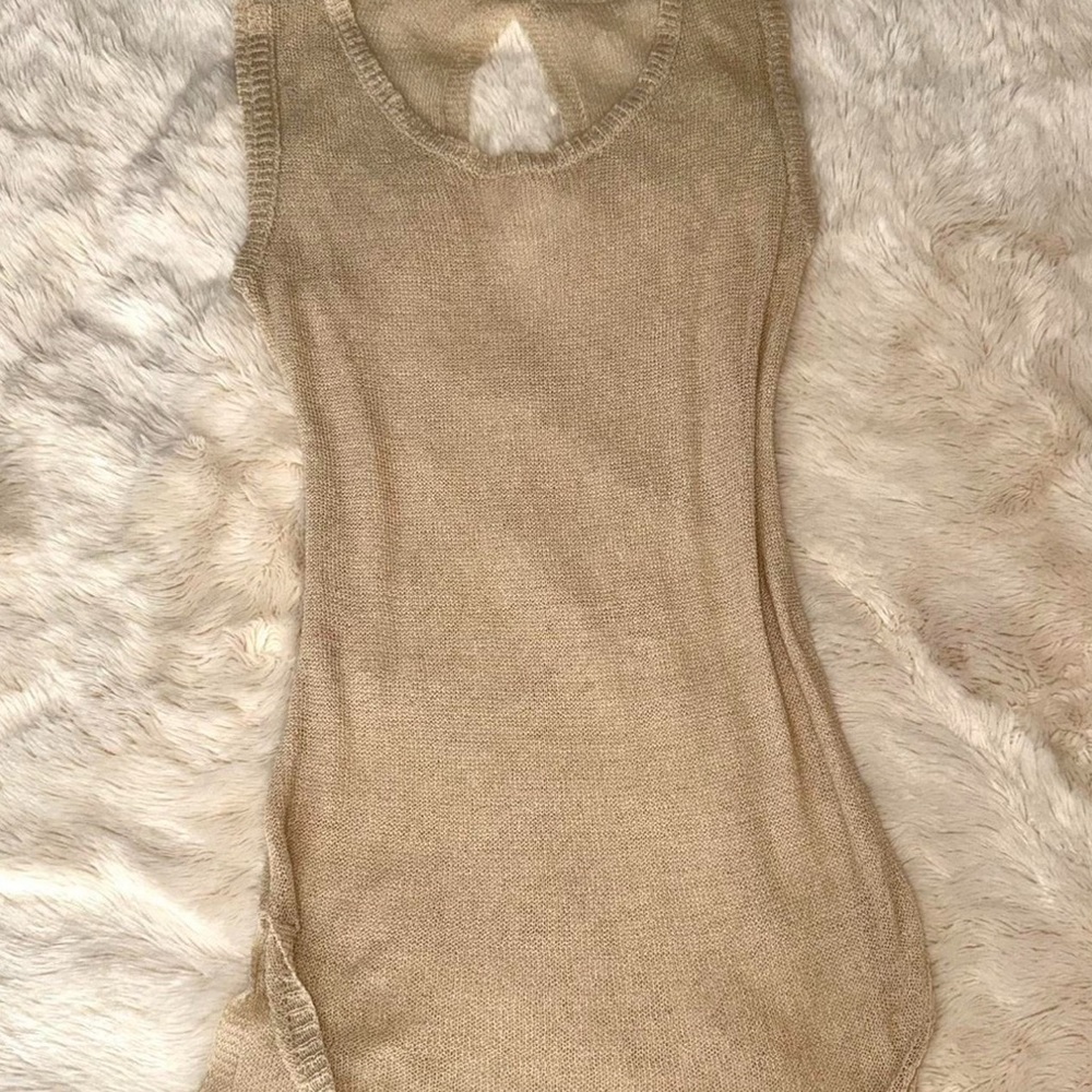 Sleeveless Tan Knit cover up